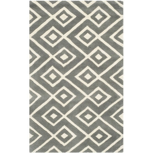 Ivory Grey Safavieh Chatham Collection CHT733E Handmade Geometric Premium Wool Area Rug 8'9 x 12' 